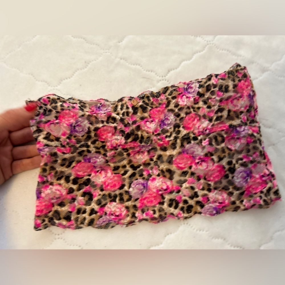 PINK Victoria's Secret Floral & Leopard Print Bandeau - Pink, Purple, Tan